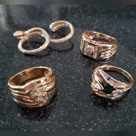 4 Vintage 14k Gold Plated Rings Sizes 7,8,9 - Picture 2 of 5